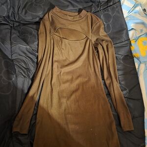 Altar'd State Chocolate Long Sleeve Dress